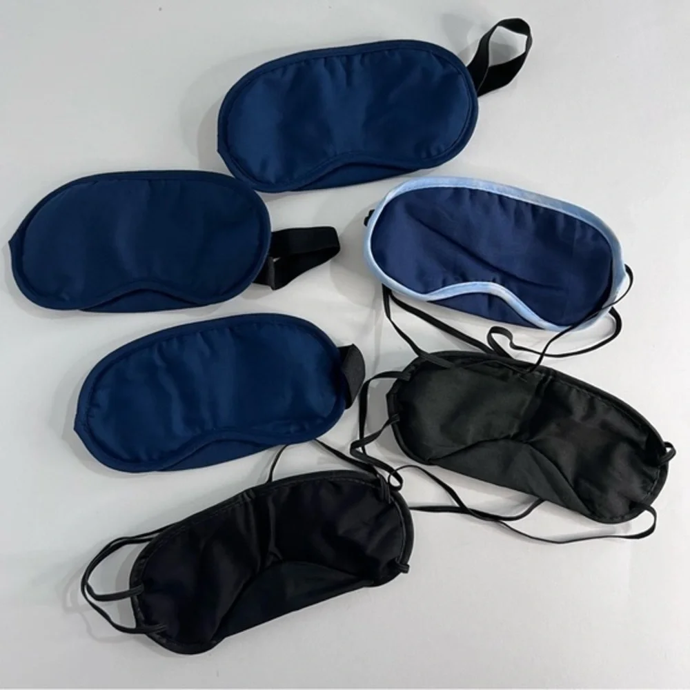 Cotton Sleep Blackout Eye Masks Set of 6 Navy & Black